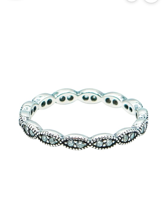 Pandora Jewelry - EUC Pandora Sparkling Leaves Sterling Silver Stackable Ring Cubic Zirconia 6